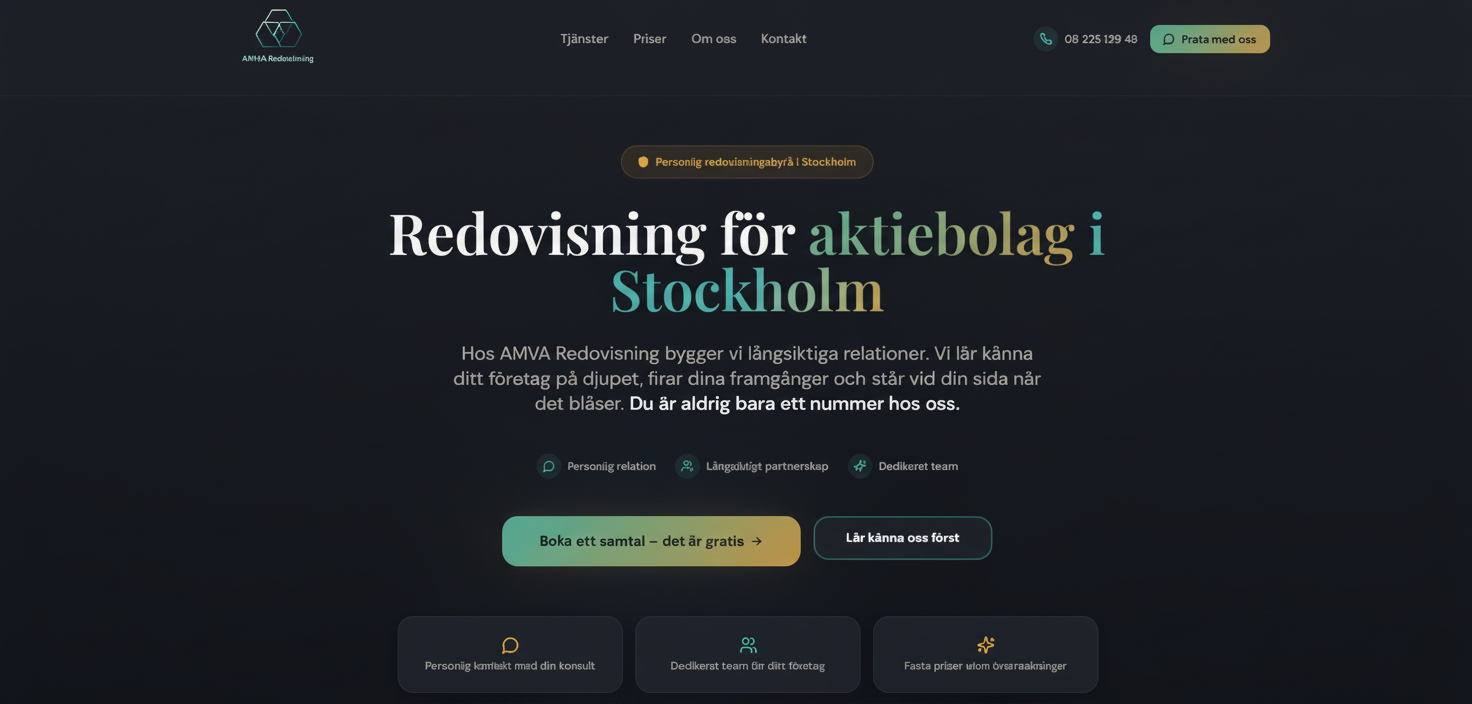 AMVA Redovisning hemsida - Professionell redovisningsbyrå i Stockholm
