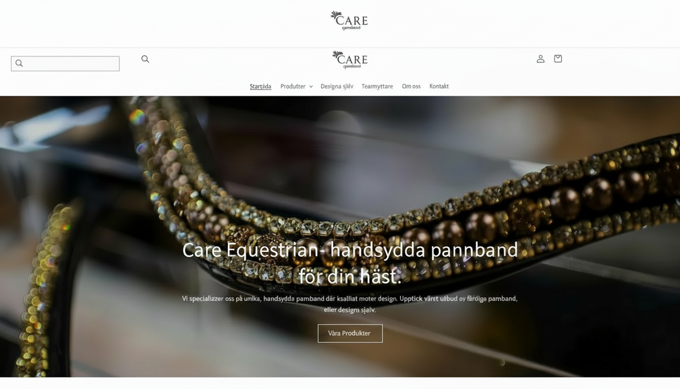 Care Equestrian - E-handelssajt för handsydda häst pannband
